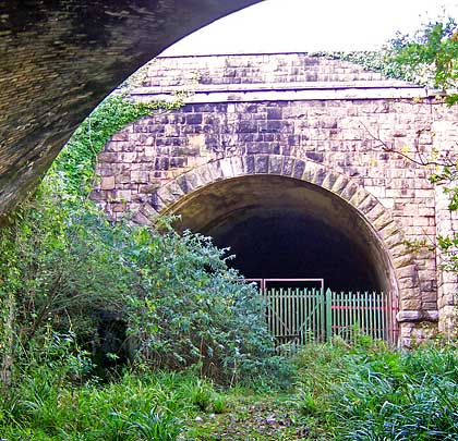 A bridge carrying Paradise Road crosses the trackbed immediately in front of the southern entrance to Devonport Park Tunnel.