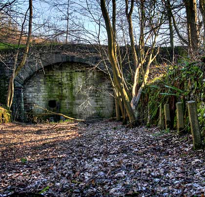 The flat-profiled northern portal, with a retaining wall on the right above which was a siding for 33 wagons.