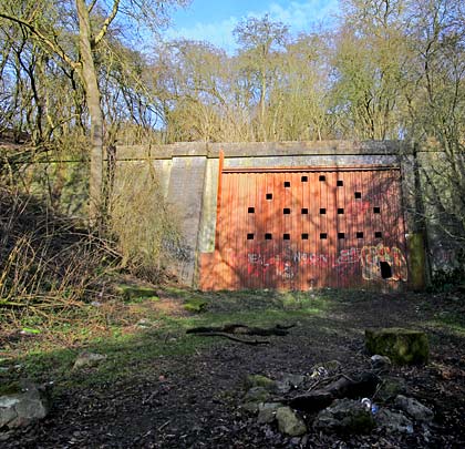 Thurnby's remaining entrance is hidden behind corrugated steel sheeting incorporating access for bats.
