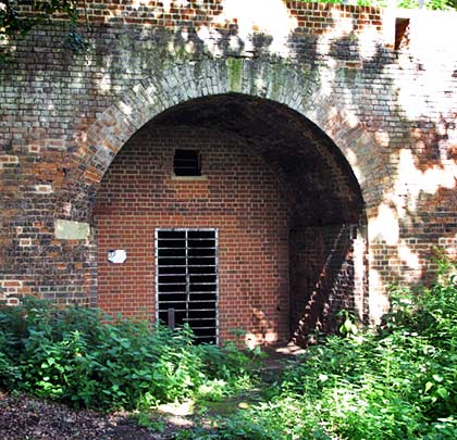 The bricked-up southern entrance after its refurbishment.