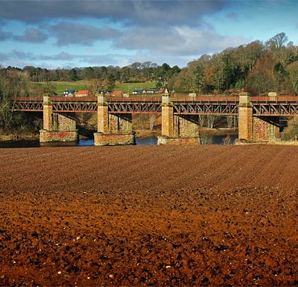 Set in Scottish rurality, the five spans carried two tracks over the River Tay between Cargill and the shortlived Ballathie stations.