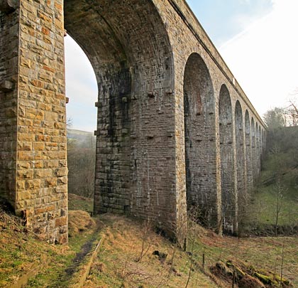 Opened in 1861, this is Podgill's north-western elevation featuring the original single track viaduct.