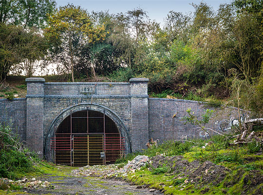 The imposing south portal, recently cleared of its vegetation.