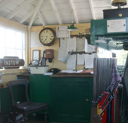 The lever frame and paraphernalia are occasionally open to visitors.