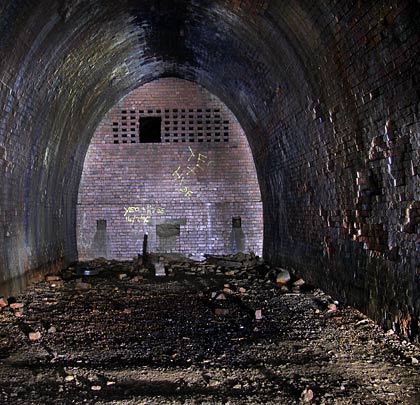 The tunnel's western entrance was initially blocked by means of a brick wall, with accommodation provided for bats.
