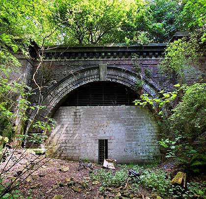 Brierley's remaining portal shelters at the end of its deep, half-mile long flooded approach cutting.