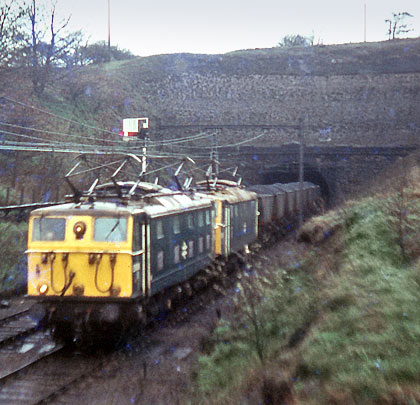 Having climbed Worsborough incline, 26016 and 26012 emerge from No.1 tunnel with 1,300 tonnes of coal on 23rd April 1970.
