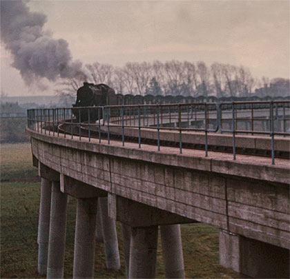 In December 1966, the last week of steam operation, 48270 hauls its load towards the junction with the main line.