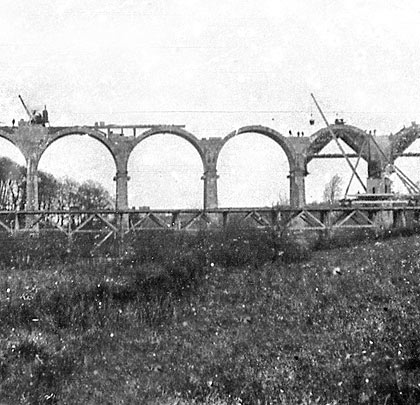 During construction, a low-level wagonway ran on timber trestles.