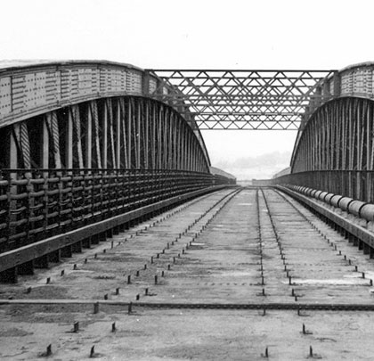 A Sixties view of the rail deck which by then hosted a pipeline.