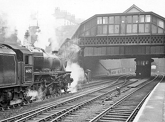 Stanier Class 5 4-6-0 No. 44912 heads towards the north portal in March 1959.