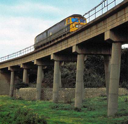 In August 1978, light engine 47279 heads south across the viaduct.