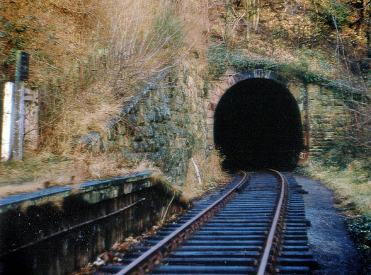 The tunnel's west portal, two months after the line's goods service ended.