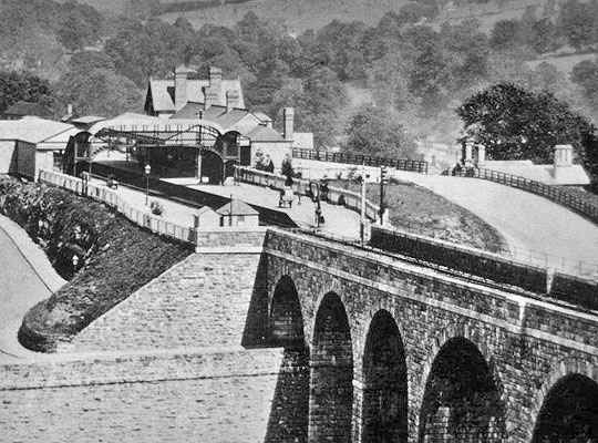 A historic view of the viaduct, looking towards the former station site at its east end.
