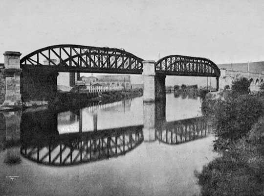 A historic view of the river spans, taking shortly after construction.