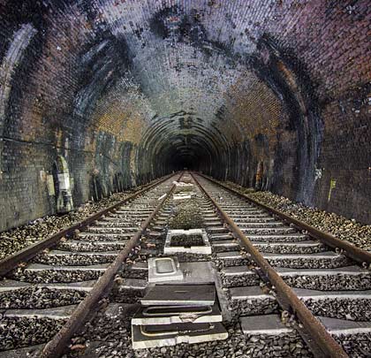 A general view looking north through the tunnel's straight section.
