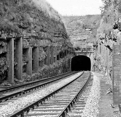 The tidy eastern approach cutting prior to the railway's closure.