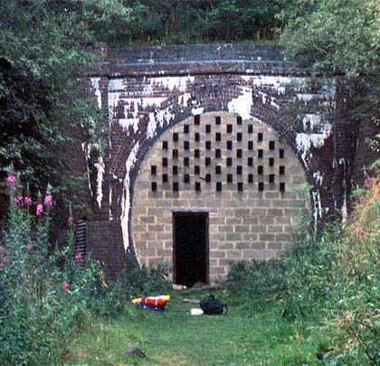The northern portal captured in 1976, before the loss of its parapet.