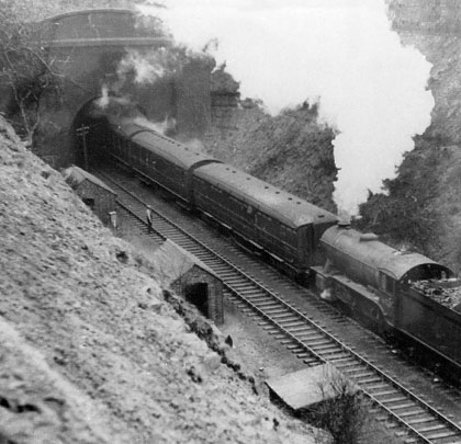 61821 leaves the north end of Mapperley Tunnel on 2nd April 1960.