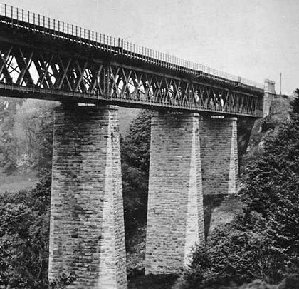 Looking across to the three piers on the river's north side.