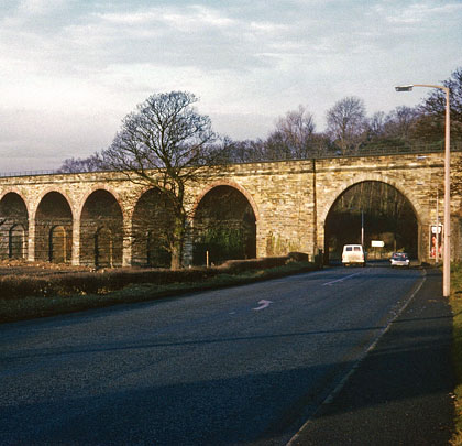 A 1965 view of the viaduct's eastern end showing the A7 span.