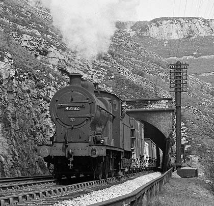 43982 leaves Chee Tor No.2 with a mixed freight in 1960.