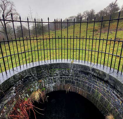 The depth of the shaft and the amount of ground cover hereabouts become clear on the surface.