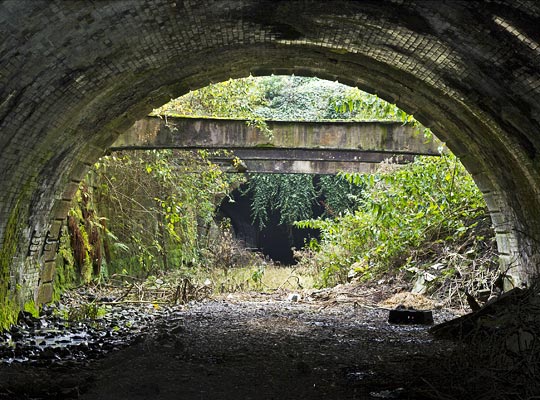 The view from the south portal towards the 77-yard St Vincent Crescent Tunnel.