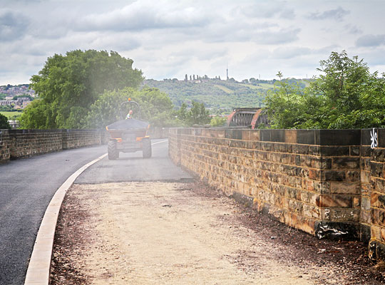 Tarmac is laid along the northern masonry section as part of the cycle path scheme.