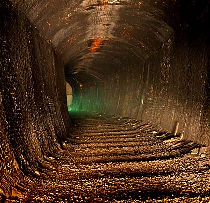 The green glow of daylight beckons explorers to the Bath exit.