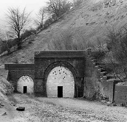 The bricked-up western entrances, captured in 1973.