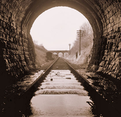 Captured after closure, the northern end of the tunnel exhibits the same problem with water ingress as is apparent today.