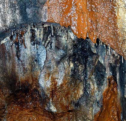 Water ingress - of which there is much - has caused small stalactites to form in some of the refuges.