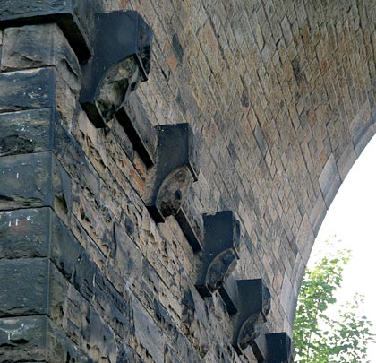 Adornments under the arches of Thornhills Viaduct near Brighouse.