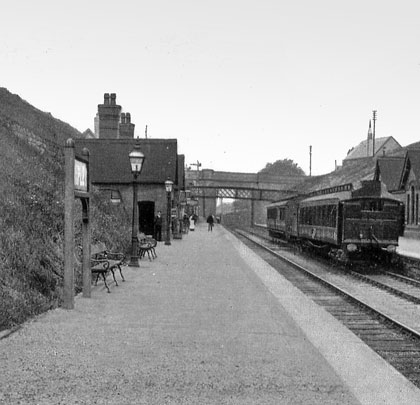Ripley Station was built in a cutting with its buildings protected by substantial retaining walls at their rear.