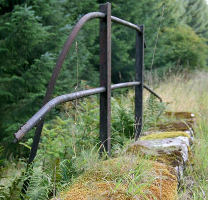 A contorted handrail protects walkers as they climb up to Riccartion Junction, an outpost on the much-missed Waverley route.