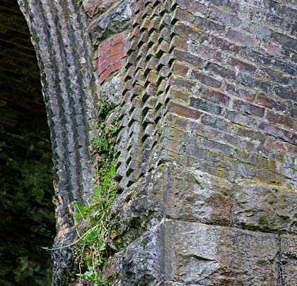 The river pier is skewed to align with the water; this created an extra challenge for the bricklayers responsible for the adjoining arches.