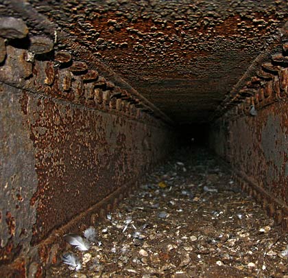 The tubular girders - 10 feet high and 2 feet 3 inches wide - have interal bracing.