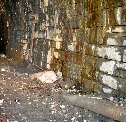 The remains of Graig's westbound platform still encroach into the bore.