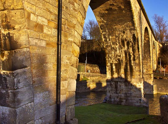 Down pipes allow water to drain from the deck.