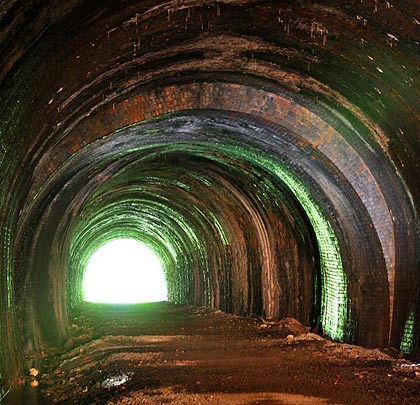 Changes of profile occur throughout the tunnel - some of them quite significant and presumably a function of necessary reinforcement.