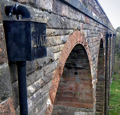 The arches are crafted from different stone to the piers and spandrels.