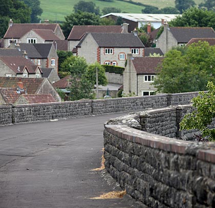 The viaduct's curvature becomes apparent looking along its deck. Despite being tarmacked, it is not open to the public.