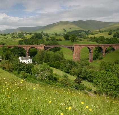 The Cumbrian hills - a grand backdrop to a grand viaduct.