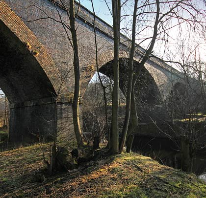 At the southern end, the viaduct crosses a drain and the River Colne.