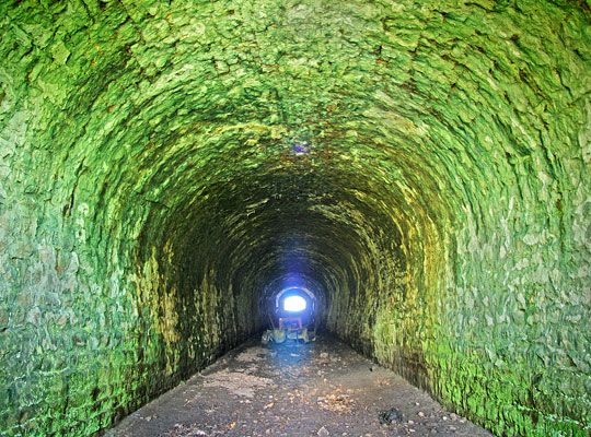 The southern end of the tunnel boasts a full stone lining.
