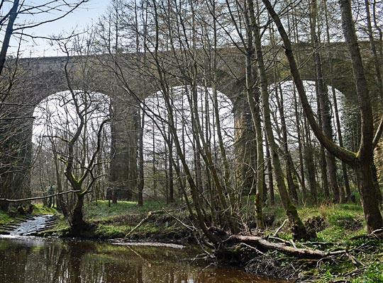 Cawledge Burn runs under one of the spans, lending its name to the viaduct.