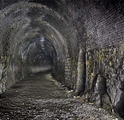 The tunnels follow an S-shaped alignment, curving right and then left.