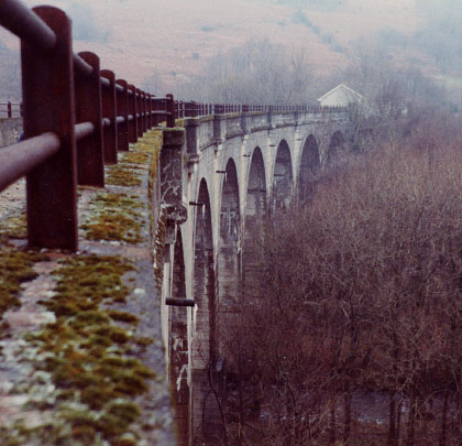 This 1984 view reveals refuges to be located above each of the piers whilst weep pipes emerge from the spandrels.