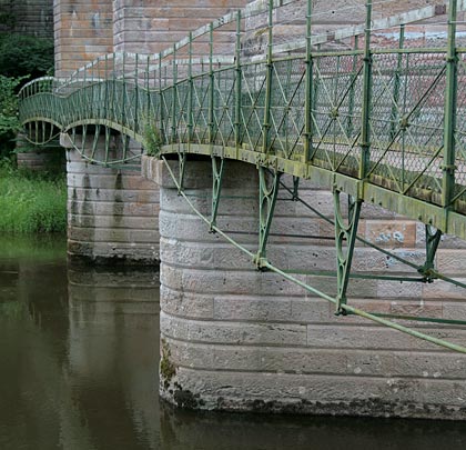 Teviot's footbridge, perched on its northern side.